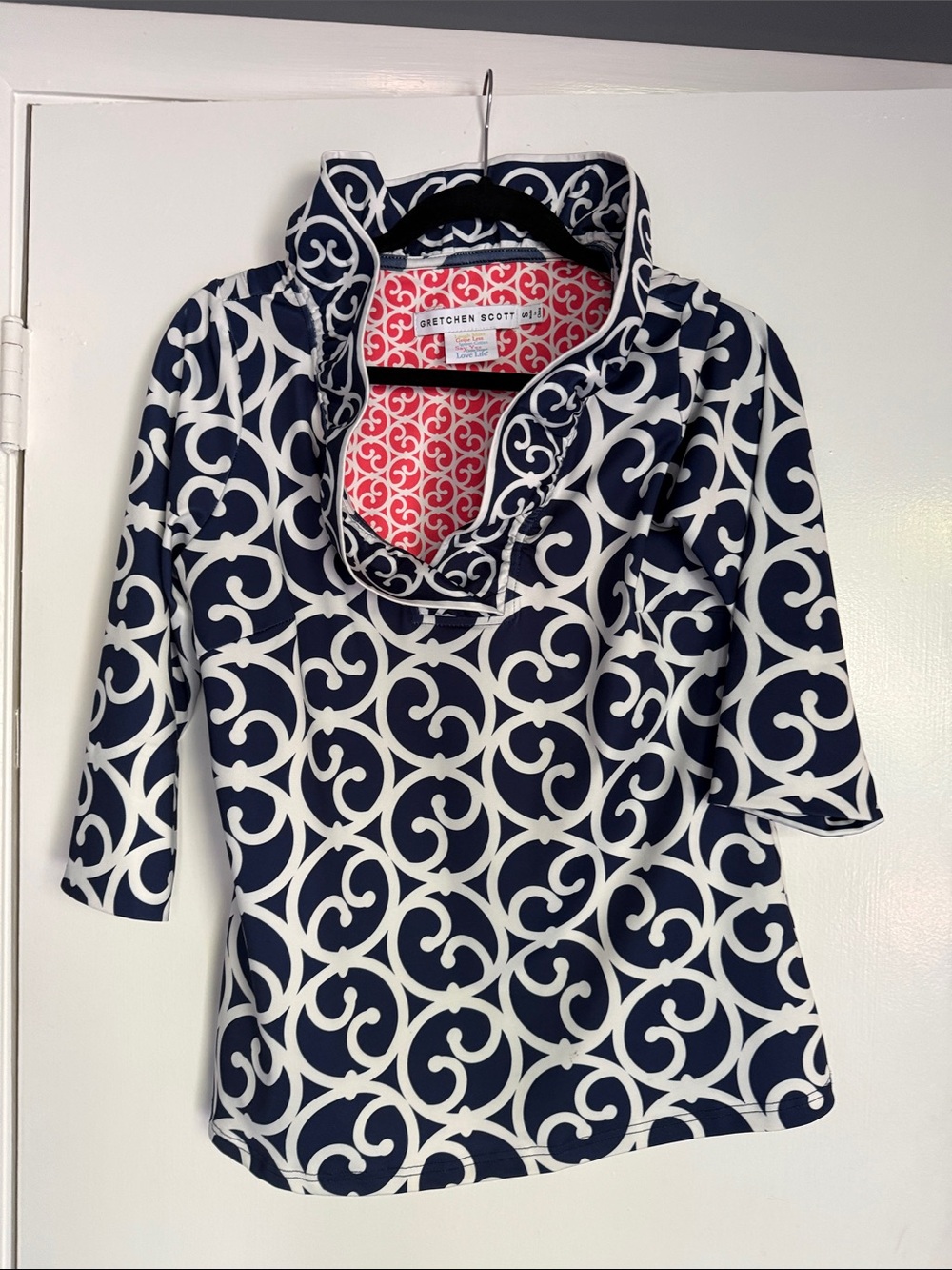 Gretchen Scott Designs Navy and White Printed Top
